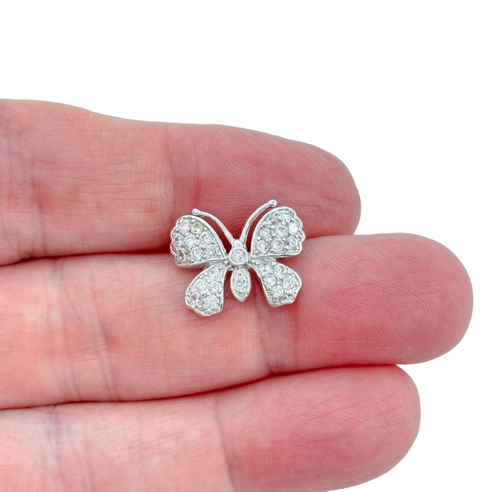 Vintage Sterling Silver 925 Cubic Zirconia Butterfly Pendant